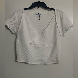 Princess Polly White Textured Crop Top